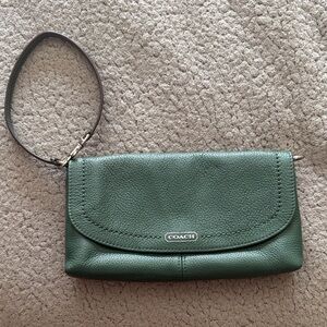 Coach Forest Green Leather Wristlet